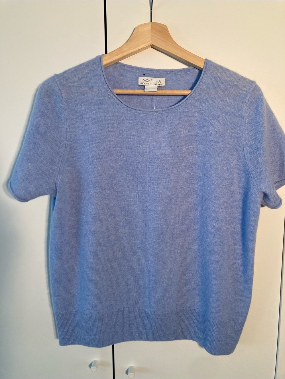 Rachel Zoe two ply cashmere short sleeves crewneck top L
